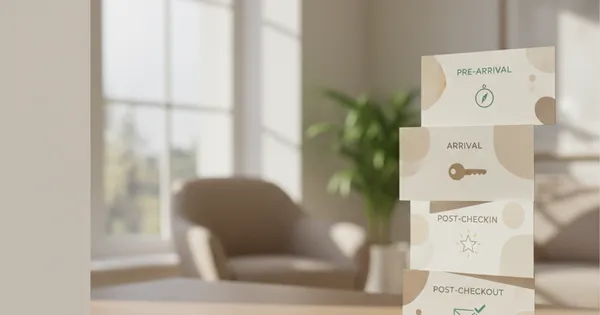 The 4-Message Cadence: Pre-Arrival to Post-Checkout — illustration about airbnb message template